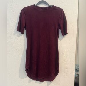 Soft Maroon Mini Dress with Short Sleeves